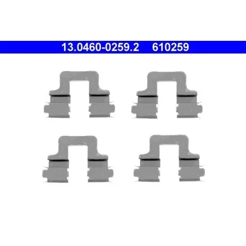 Calitate premium - Set accesorii placute frana Audi A3 (8P1), A4 B6 (8E2), A4 B7 (8EC), A6 C6 (4F2), Tt (8J3); Seat Leon (1P1), Toledo III (5P2); VW Caddy, Caddy III, Eos (1F7, 1F8), Golf Plus, Golf Plus V (5M1, 521), Golf V (1K1), Golf VI (5K1), OE 1K0615231 (ATE-13046002592)