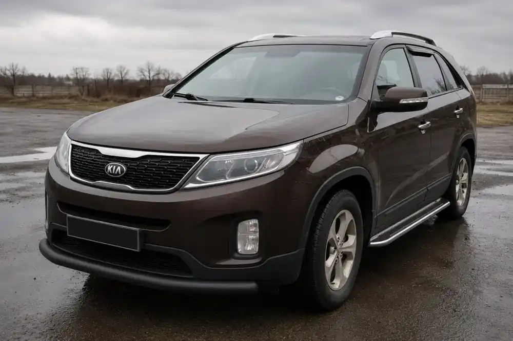 Cumpără direct de la producător - Kia Sorento II XM 2009-2014 Protectie frontala ST008 Black (2013-2015, inox)
